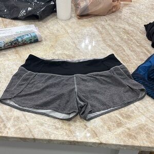 Lululemon Athletica Black and Gray Athletic Shorts Speed Up 2.5